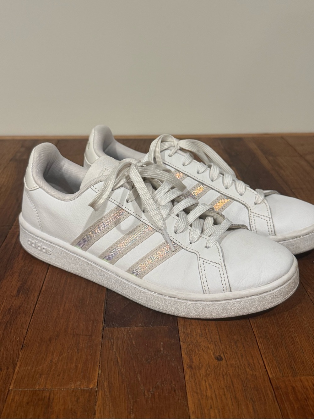 Adidas Grand Court White Iridescent Sneakers Women’s 8.5